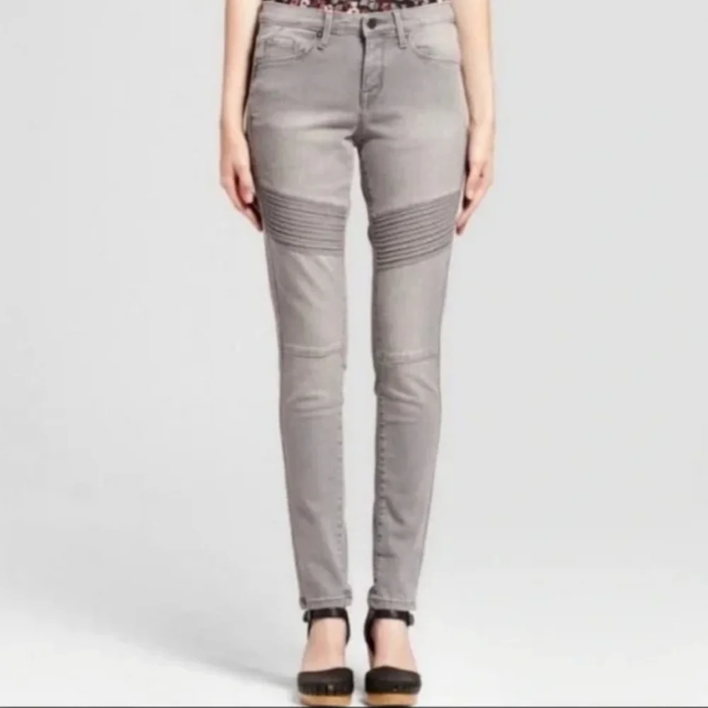 Mossimo Supply Company Moto Skinny Jeans, 14R/32, Gray